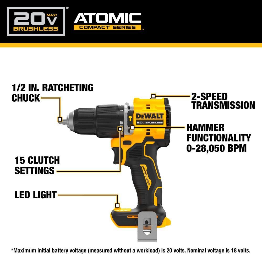 DEWALT DCD799 ATOMIC 20V MAX*  – обзор и цена Dewalt Drill Atomic 20V